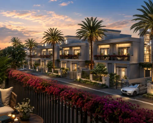 Eldeco Viviana duplex villas street view at dusk, Pakhowal Road Ludhiana